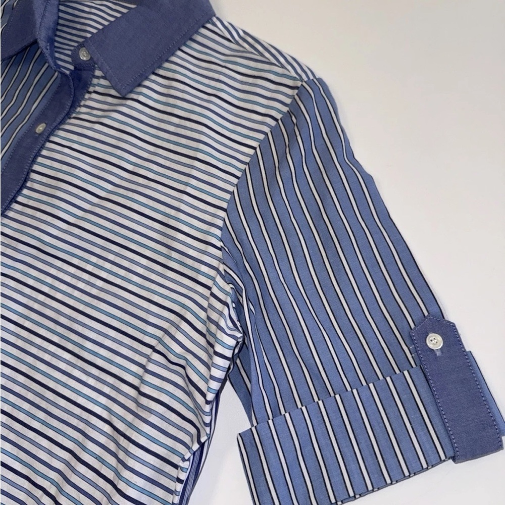 J. McLaughlin Miranda Multi Striped Shirt Dress Size Med 100% Cotton MSRP $228 - Picture 9 of 12